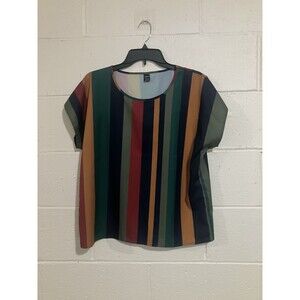 Shein Women’s Striped Casual Blouse Short Sleeve Multicolor Top Large